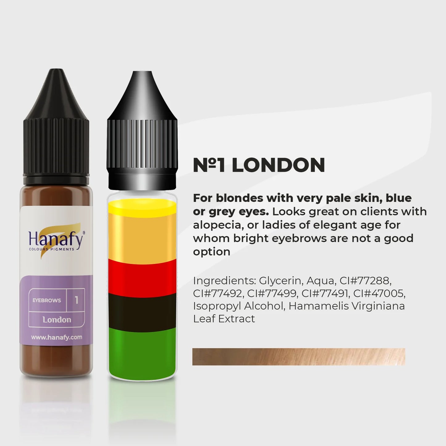 Hanafy Mineral Eyebrow Pigment ｜礦物色料系列｜ № 1, London 15ml