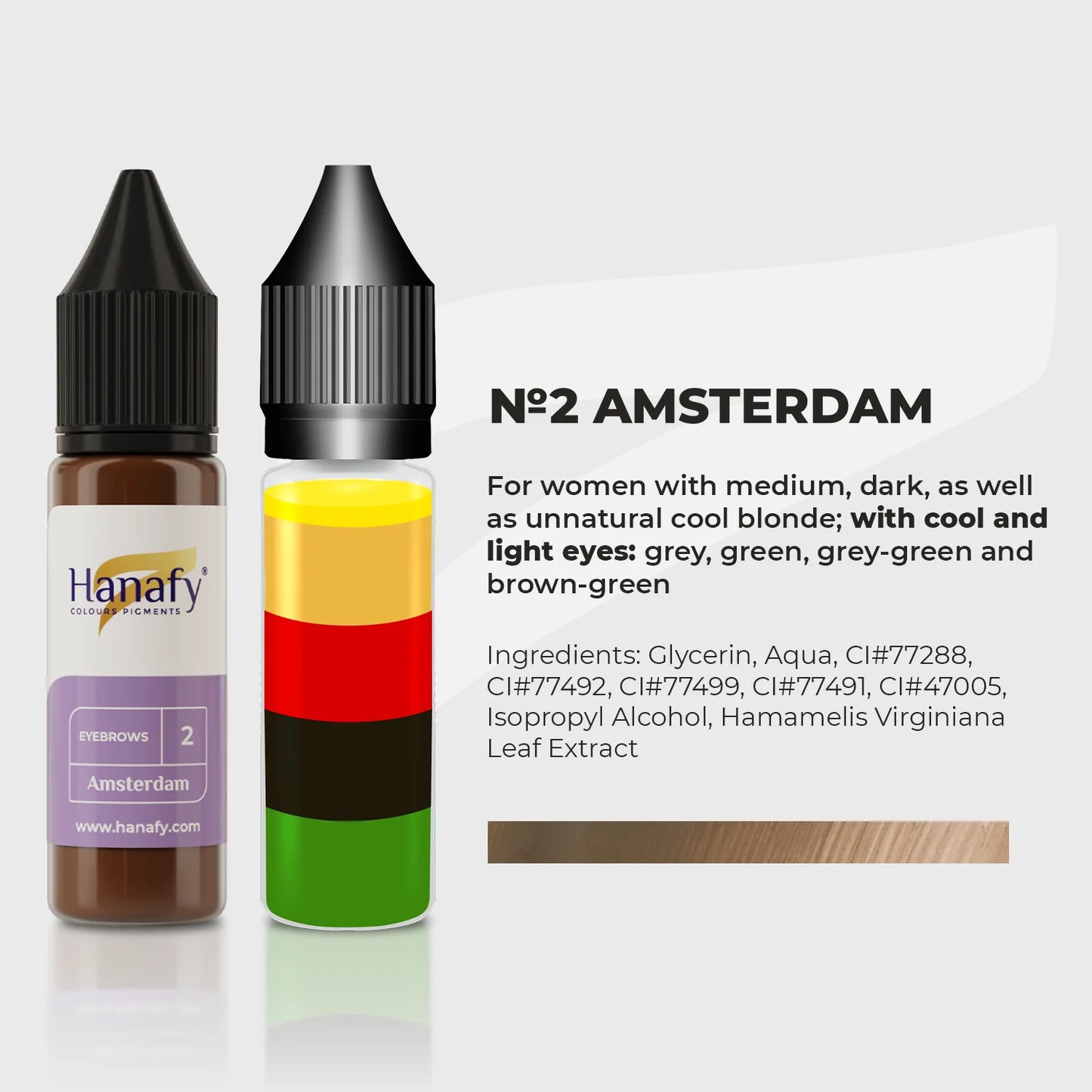 Hanafy Mineral Eyebrow Pigment ｜礦物色料系列｜ № 2, Amsterdam 15ml