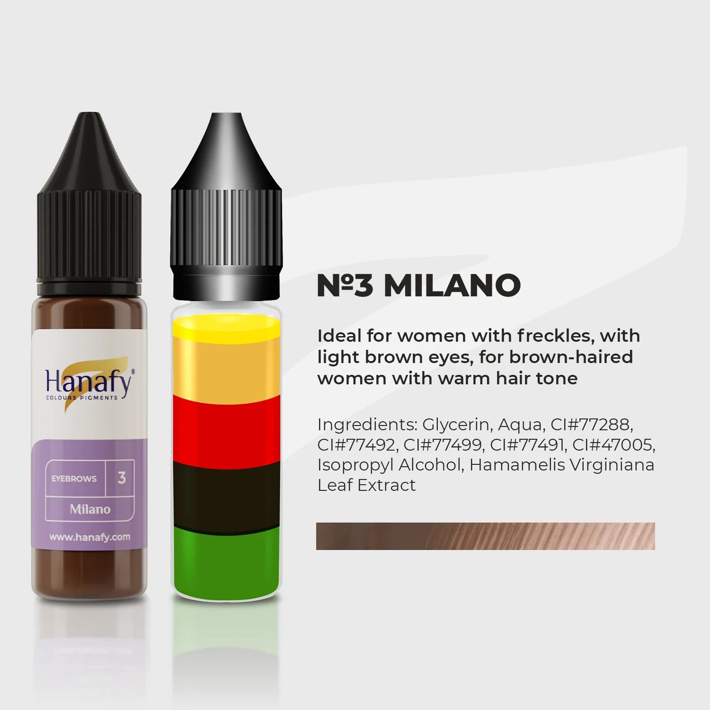 Hanafy Mineral Eyebrow Pigment ｜礦物色料系列｜ № 3, Milano 15ml